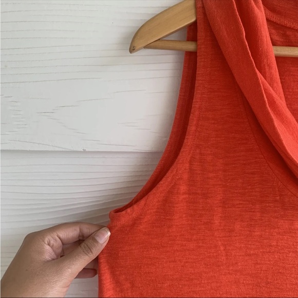 Eileen Fisher Organic Hemp Cotton Blend Shift Dress size Small Orange Cowl Neck - Picture 7 of 11